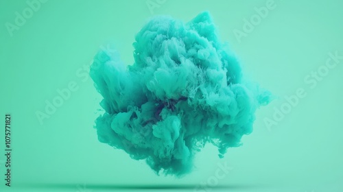 Abstract Teal Ink Cloud Swirling in Aqua Background 3D Render