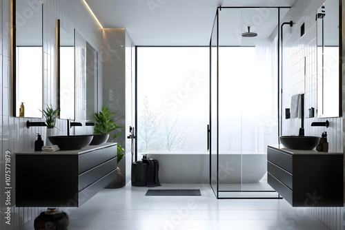Modern and calming shower room or home bathroom
