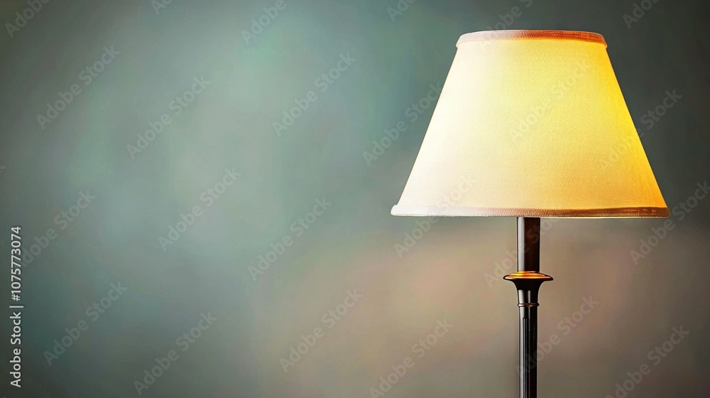 Lamp perched on table with white shade above and yellow shade below Lamp perched on table with white shade above and yellow shade below