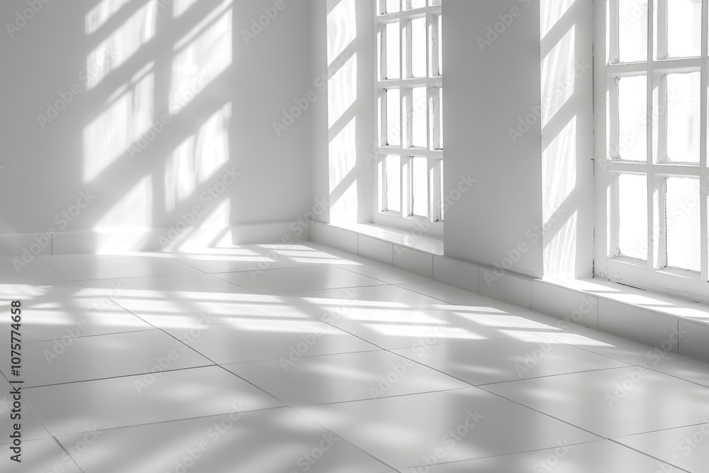 Fototapeta premium Minimalist Interior with Sunlight and Shadows