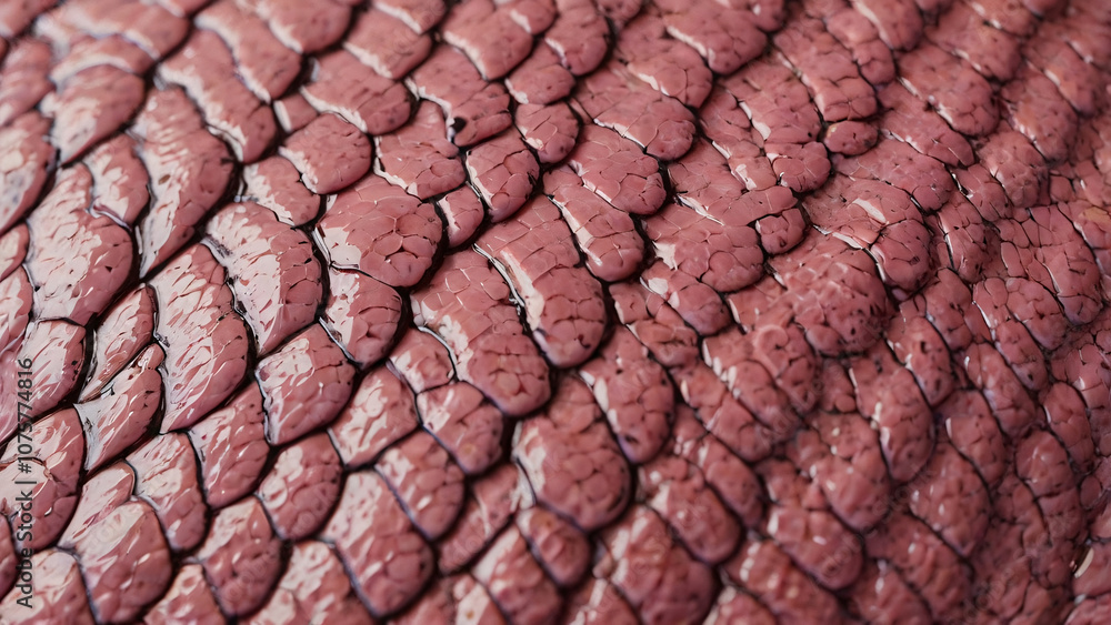 Closeup pink snake skin texture. Closeup of snake leather texture in dark pink fine scales with subtle shine and intricate pattern. Reptile skin pattern design, Eco-friendly camouflage
Closeup pink snake skin texture. Closeup of snake leather texture in dark pink fine scales with subtle shine and intricate pattern. Reptile skin pattern design, Eco-friendly camouflage
