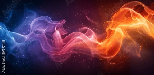 Colorful Smoke Waves on Dark Background