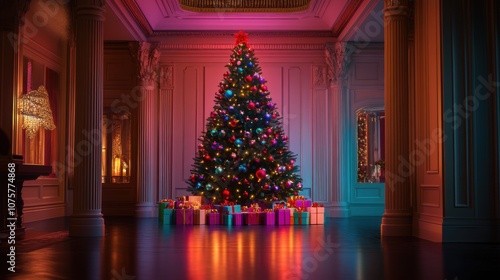 Wallpaper Mural A spacious room filled with a festive Christmas atmosphere, featuring Torontodigital.ca