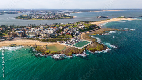 Aerial view of the Newcastle ocean baths.