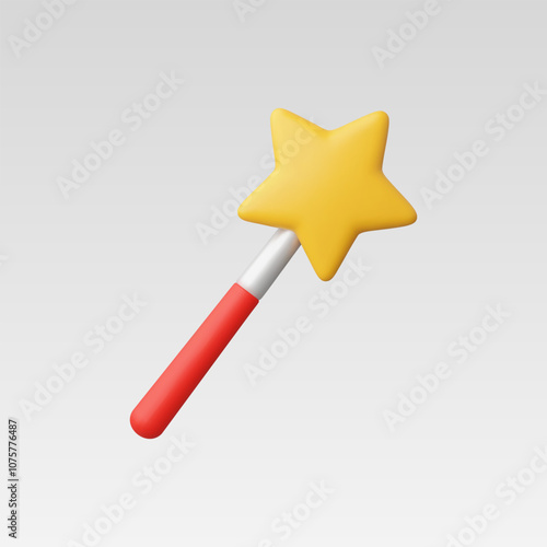 3d Realistic Magic wand stick with star vector illustration
