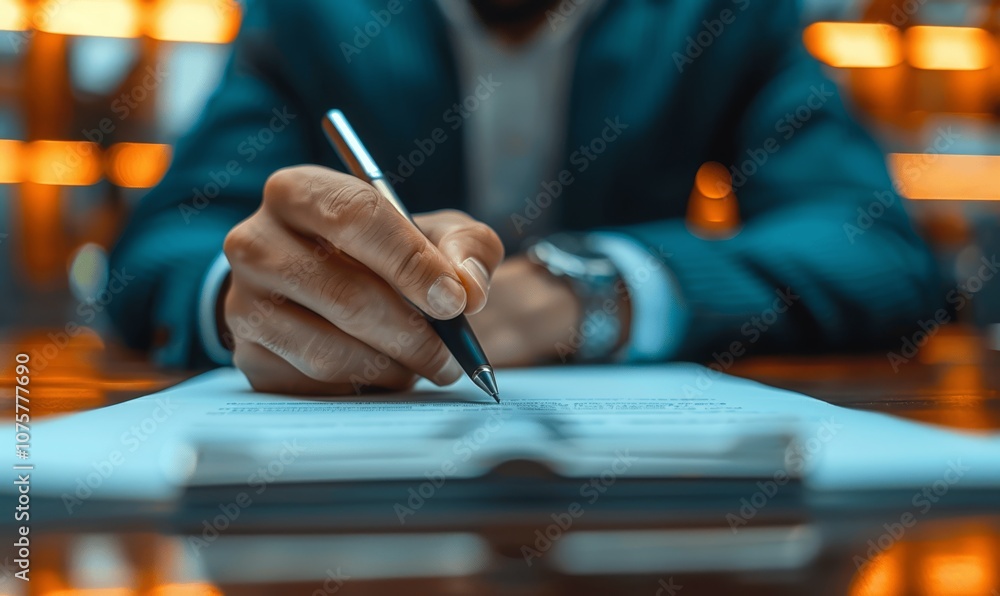 CEO signing contract in office close up view, business agreement, financial deal, paperwork CEO signing contract in office close up view, business agreement, financial deal, paperwork