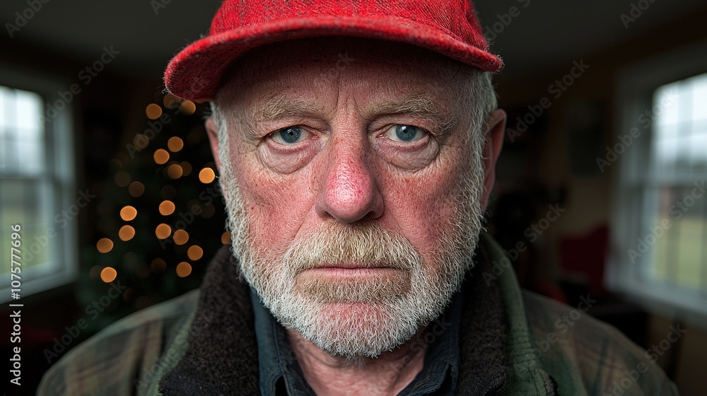 Portrait of Senior Man with White Beard and Red Cap Portrait of Senior Man with White Beard and Red Cap