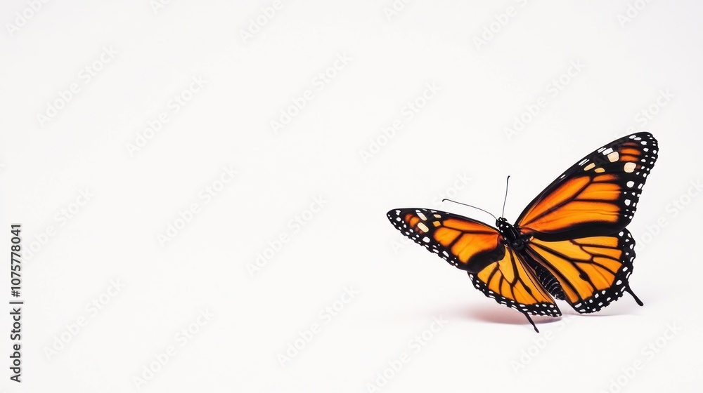 Obraz premium Monarch Butterfly on White Background