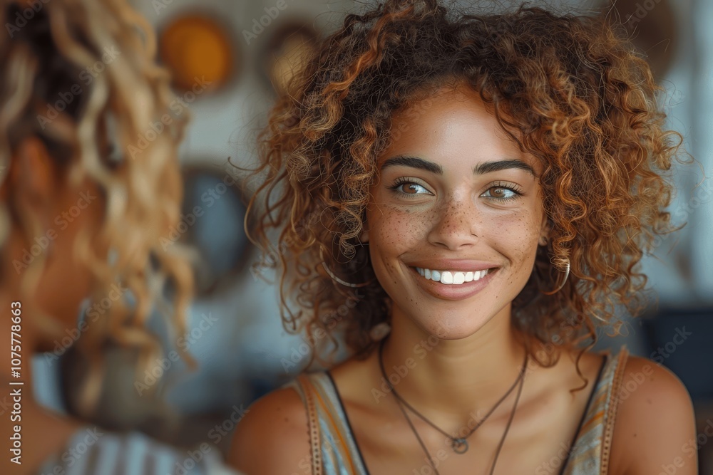 Female Therapist Smiling During Therapy Session with Client, Emphasizing Empathy and Mental Health Support Female Therapist Smiling During Therapy Session with Client, Emphasizing Empathy and Mental Health Support