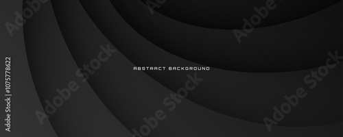 3D black abstract background overlap layer on dark space with flowing waves effect decoration. Modern graphic design element cutout style concept for web banner, flyer, card, or brochure cover