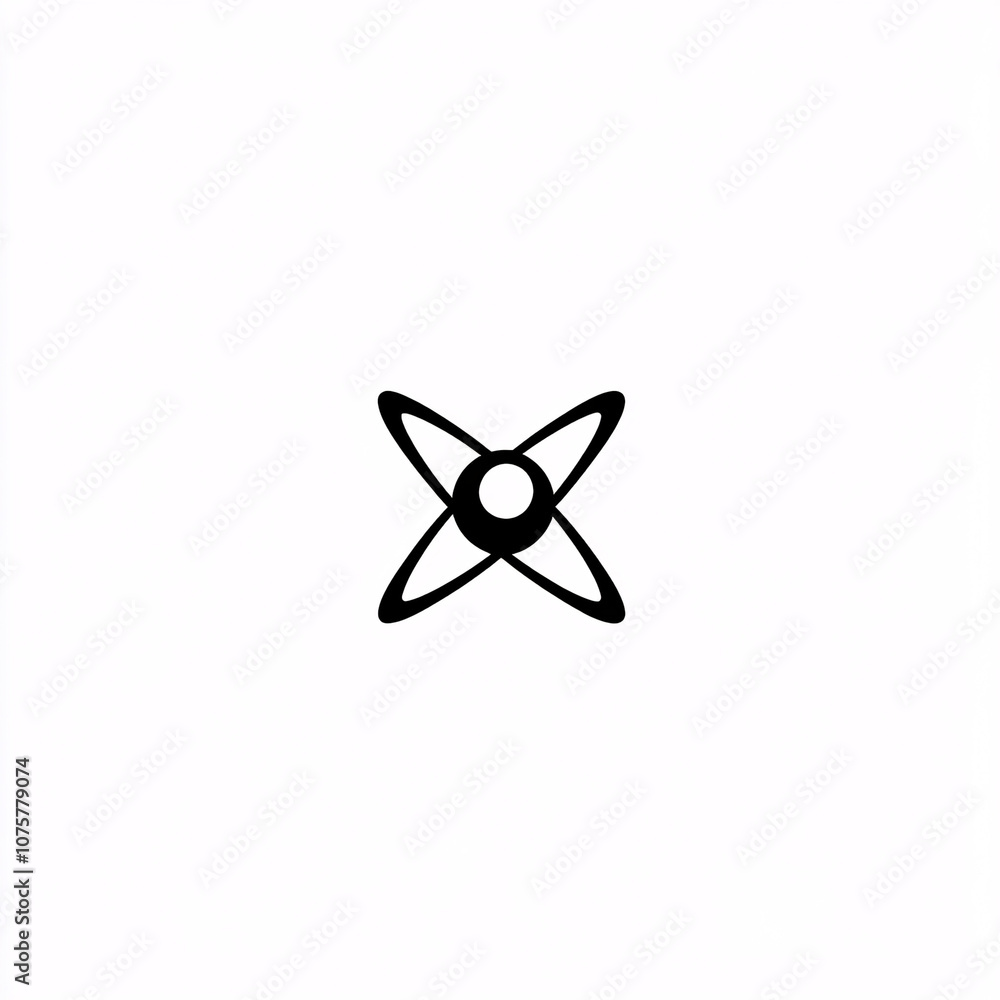 A simple, black atomic symbol featuring a central circle surrounded by orbiting lines, representing science, physics, or nuclear energy. A simple, black atomic symbol featuring a central circle surrounded by orbiting lines, representing science, physics, or nuclear energy.