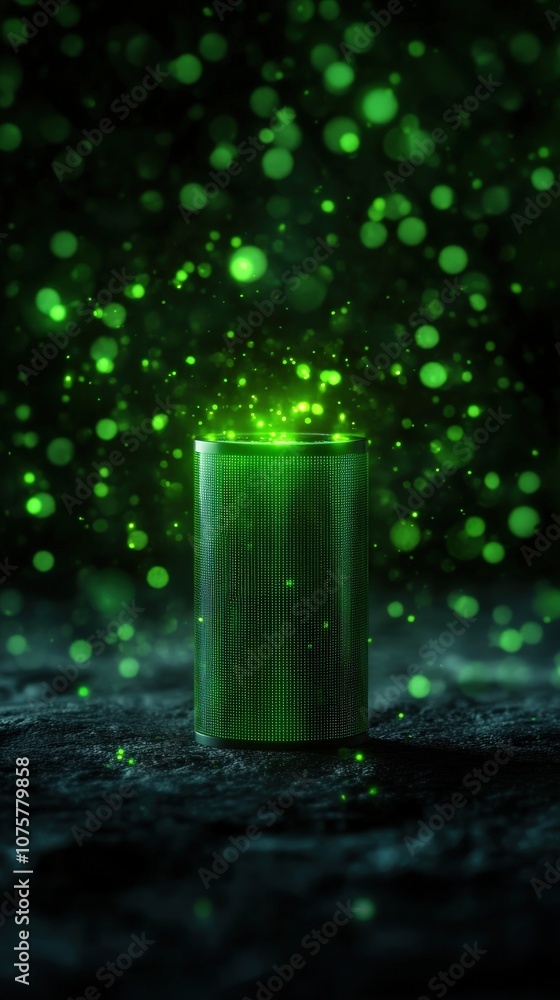 A glowing green object emits shimmering particles against a dark background, creating a mystical and vibrant atmosphere. A glowing green object emits shimmering particles against a dark background, creating a mystical and vibrant atmosphere.