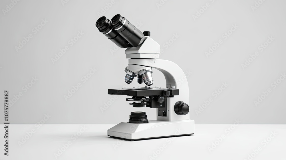 Modern microscope isolated on white. Medical equipment Modern microscope isolated on white. Medical equipment