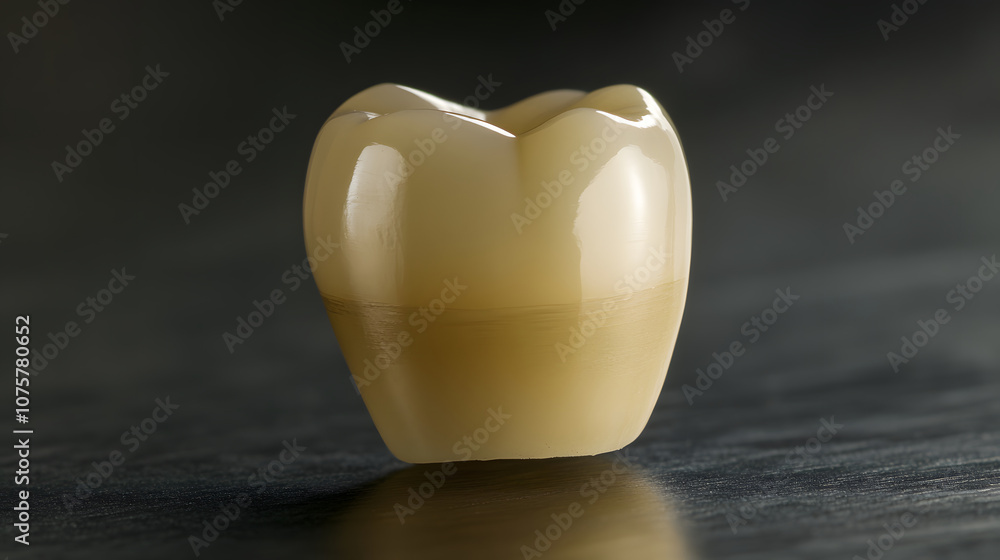 A realistic dental crown model showcasing a tooth structure. A realistic dental crown model showcasing a tooth structure.