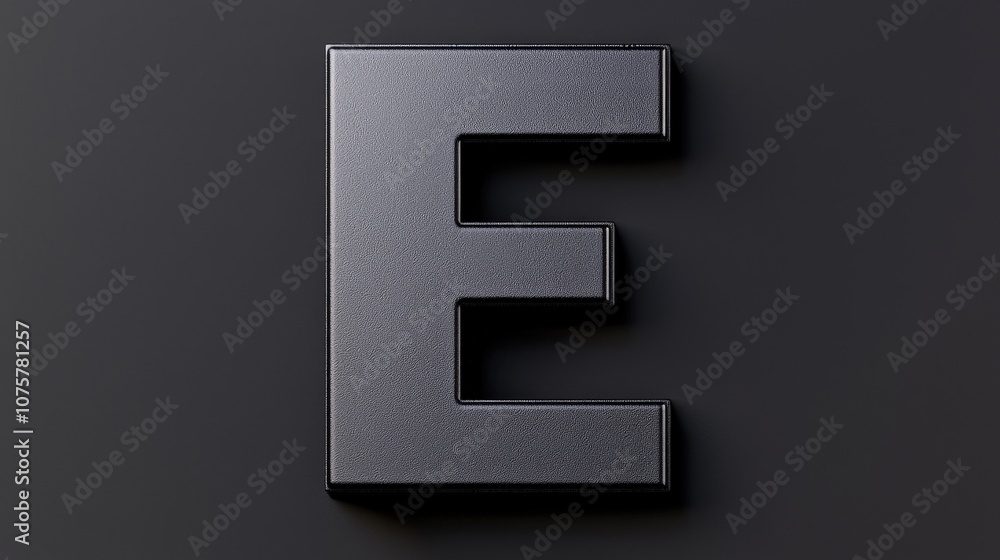 3D Rendered Letter E Black Textured Font on Dark Background 3D Rendered Letter E Black Textured Font on Dark Background