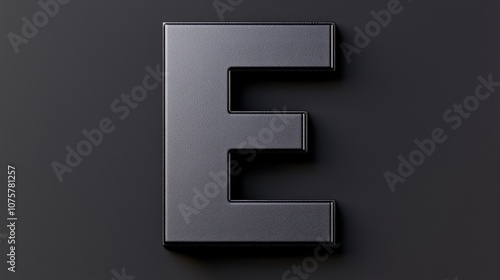 3D Rendered Letter E Black Textured Font on Dark Background