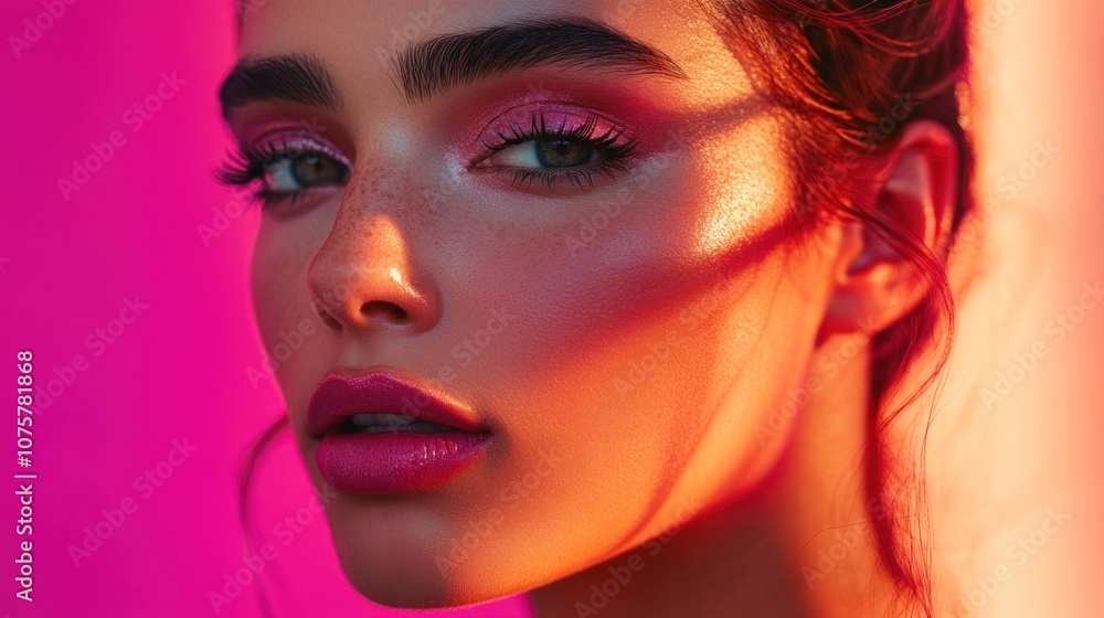 Close-up Portrait of a Woman with Pink Makeup Close-up Portrait of a Woman with Pink Makeup