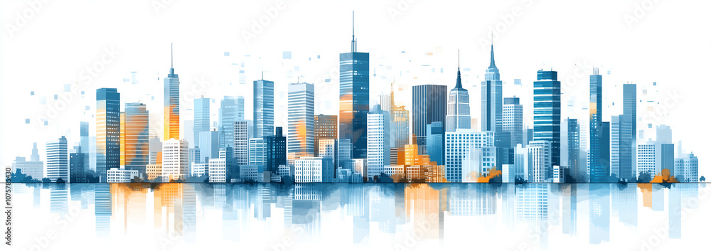Obraz premium simple line drawing of the skyline of a metropolitan city