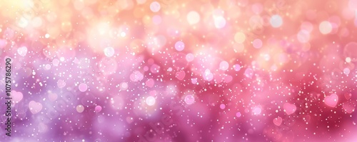 Cute Pastel Unicorn Wallpaper with Stars, Hearts, and Glitter. Dreamy Fantasy Galaxy Background for Valentine's Day.