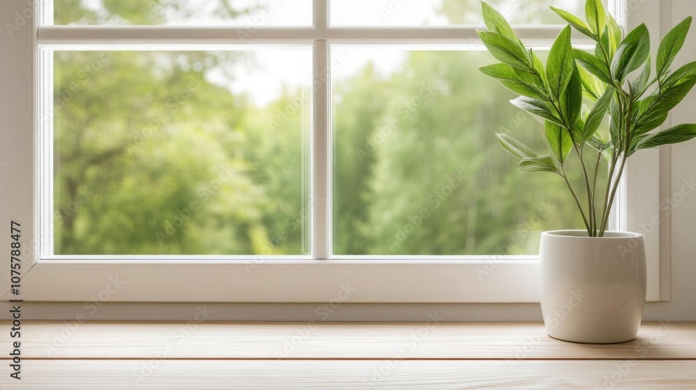 Sparkling glass windows with a sanitized finish, streakfree and showcasing cleanliness, modern interior Sparkling glass windows with a sanitized finish, streakfree and showcasing cleanliness, modern interior