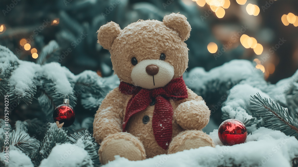 christmas background with teddy bear christmas background with teddy bear