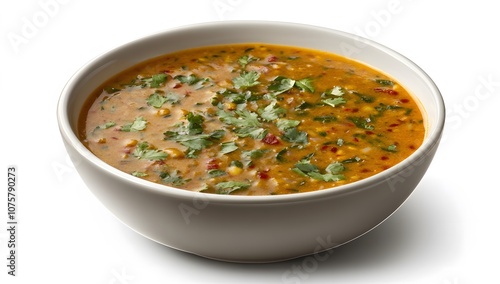 Steaming Hot Homemade Soup with Fresh Herbs 