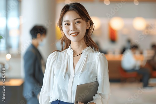 Confident Japanese Businesswoman in Modern Office