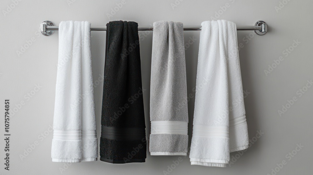 Four Towels Hanging on a Rack Four Towels Hanging on a Rack