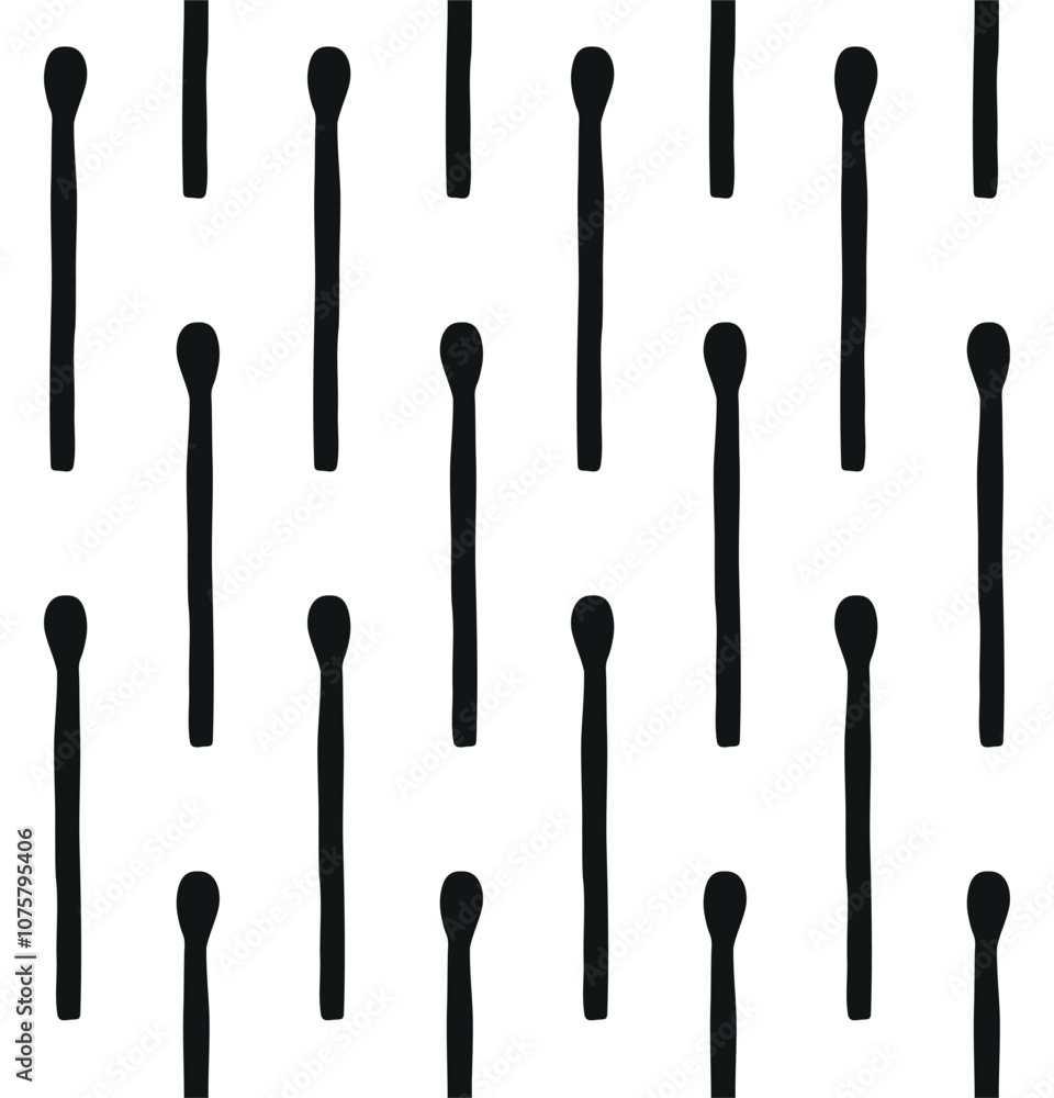 Vector seamless pattern of hand drawn fire match silhouette isolated on white background Vector seamless pattern of hand drawn fire match silhouette isolated on white background