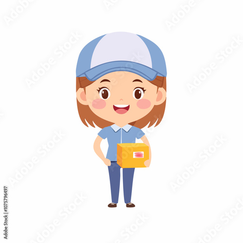 Courier Cute Worker Work Job Profession Professional Occupation Cartoon Character
