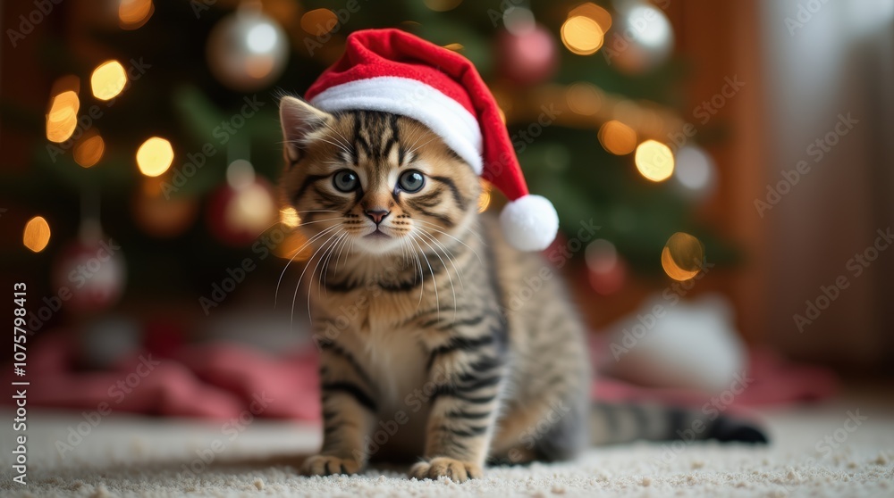 cat in christmas hat, Happy New Year and New Year Concept images, Christmas... cat in christmas hat, Happy New Year and New Year Concept images, Christmas...