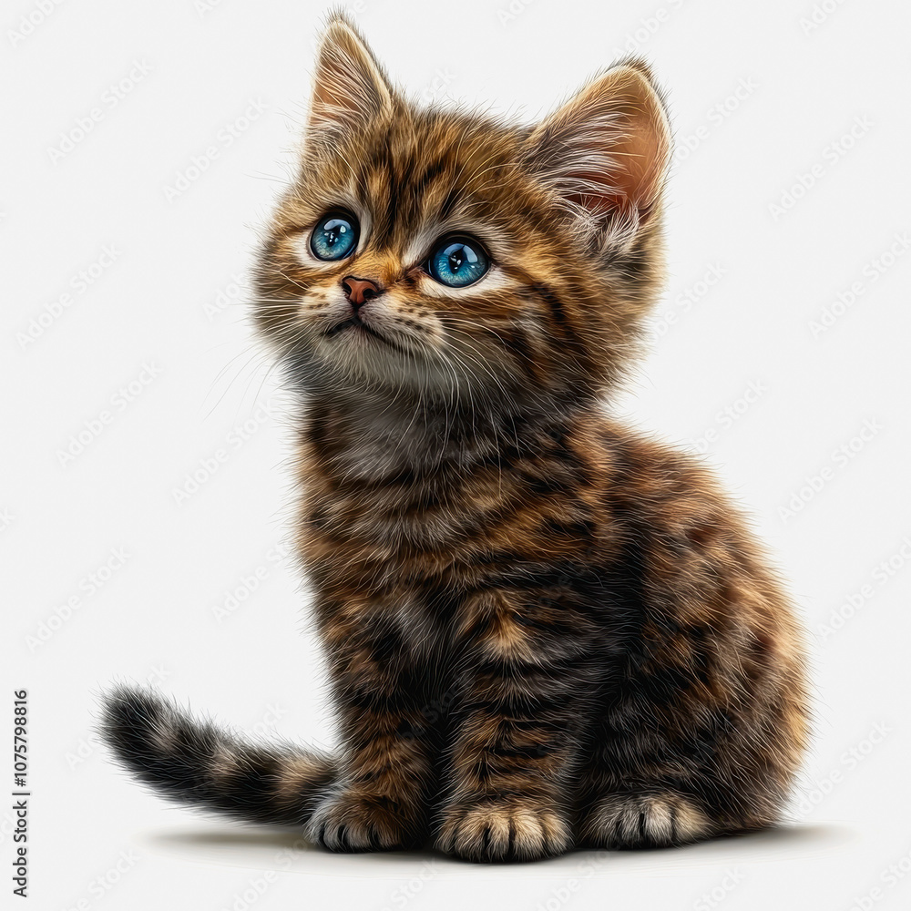 Adorable Illustration of a Sitting Cat with Blue Eyes on a White Background for Animal-Themed Projects and Designs Adorable Illustration of a Sitting Cat with Blue Eyes on a White Background for Animal-Themed Projects and Designs