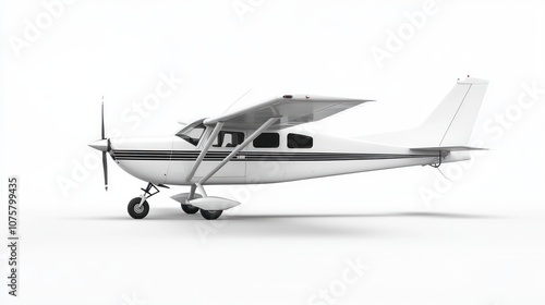 Small White Airplane on White Background