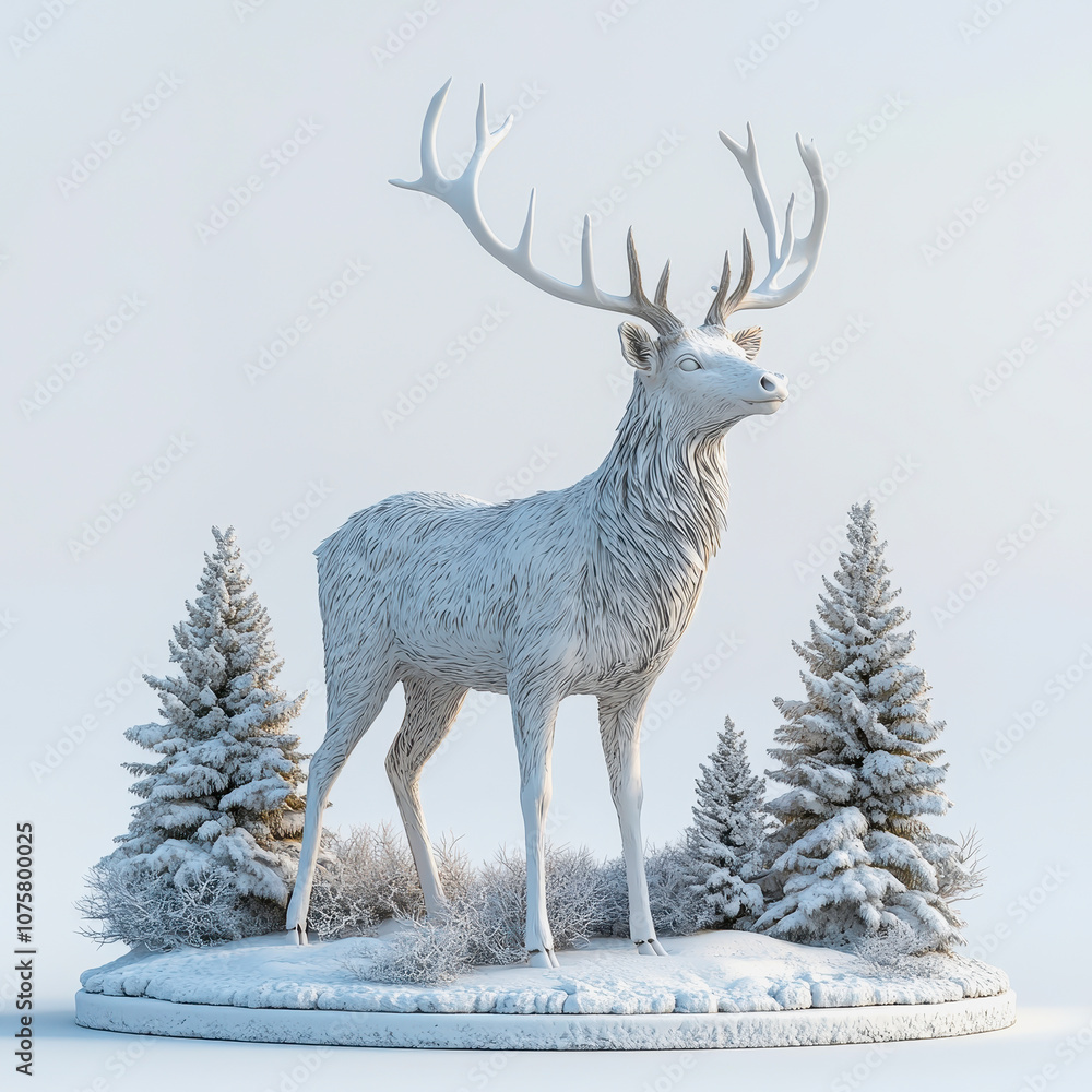 Realistic Illustration of a Majestic Deer in a Forest Setting, Isolated on White Background, Perfect for Wildlife and Nature Themes Realistic Illustration of a Majestic Deer in a Forest Setting, Isolated on White Background, Perfect for Wildlife and Nature Themes