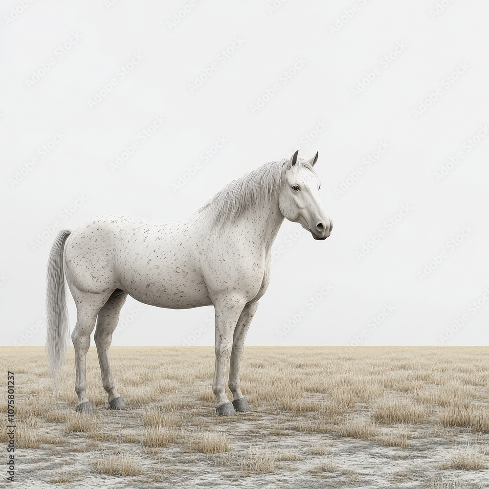 Realistic Illustration of a Horse Standing in a Field Isolated on White Background Perfect for Animal-Themed Projects or Illustrations Realistic Illustration of a Horse Standing in a Field Isolated on White Background Perfect for Animal-Themed Projects or Illustrations