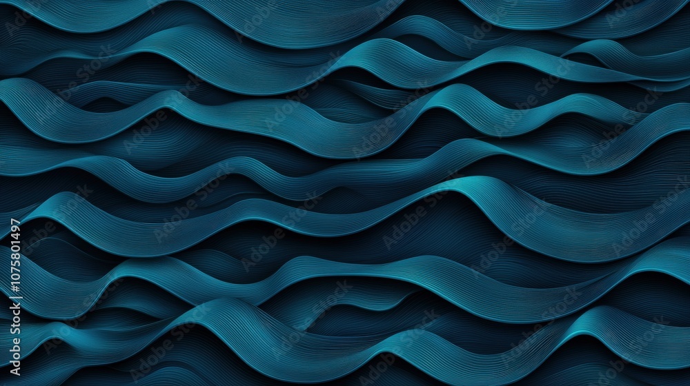 Obraz premium Abstract Blue Wave Pattern 3D Digital Art Background