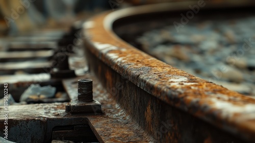 Rusty Railroad Track Closeup