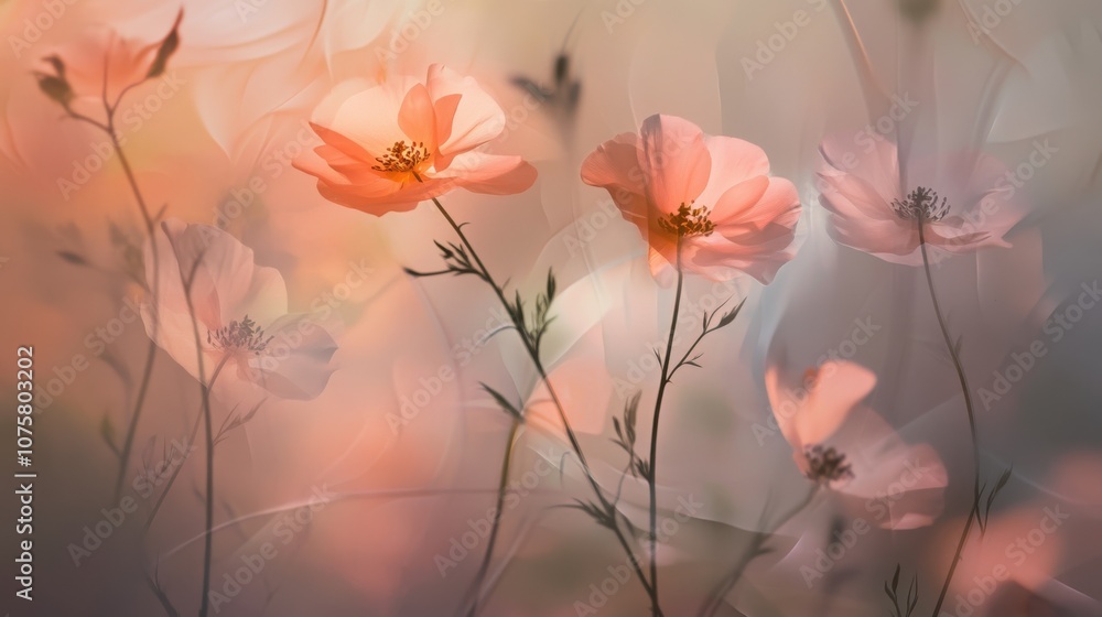 Naklejka premium A delicate background with soft, blurred floral patterns