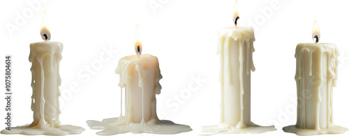 burning candle isolated on white background
