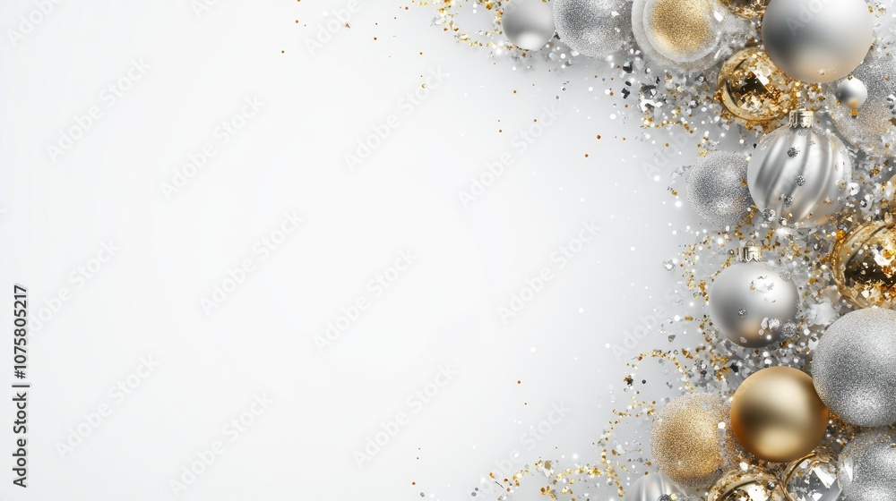 Elegant Silver and Gold Christmas Ornaments Background Elegant Silver and Gold Christmas Ornaments Background