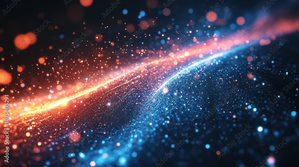 Abstract Blue and Orange Glittering Wave Abstract Blue and Orange Glittering Wave