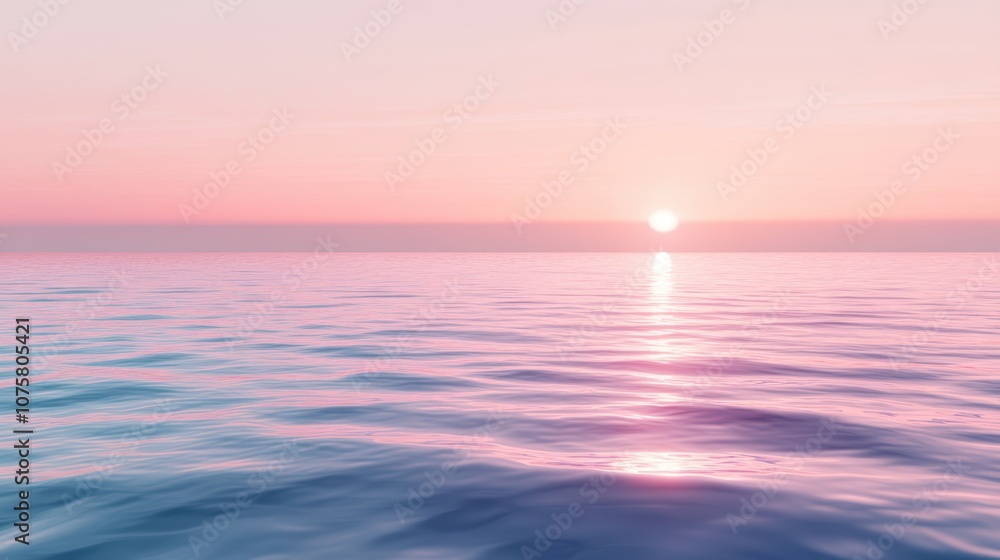 Fototapeta premium A gradient pastel sunset over a calm ocean, with soft transitions