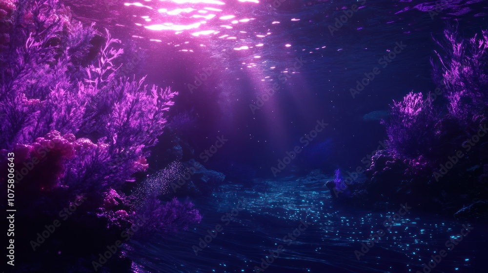 Underwater Coral Reef with Pink Light Underwater Coral Reef with Pink Light