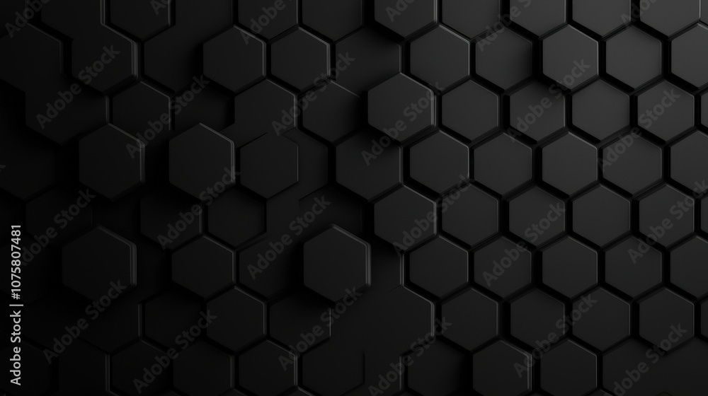 Abstract Black Hexagon Pattern  Geometric Background  Modern Design