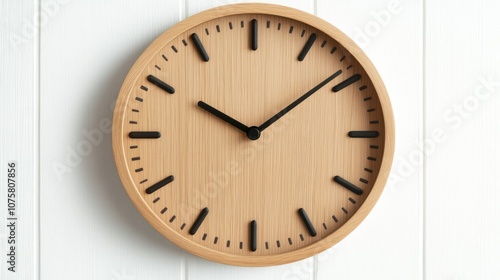 Wallpaper Mural Wall Clock on White Wooden Surface  Perfect for Time Management  Torontodigital.ca