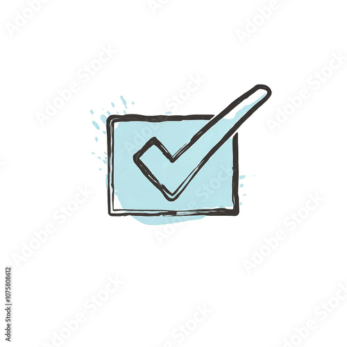 Check mark or tick sign in box. Check mark icon isolated on transparent background.