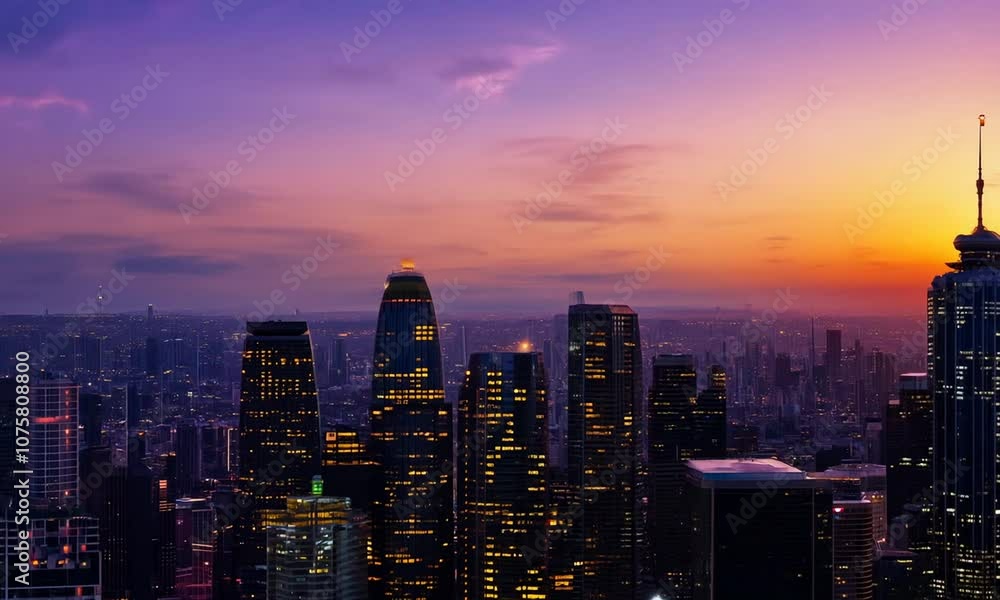 Sunset time-lapse of skyscrapers Sunset time-lapse of skyscrapers