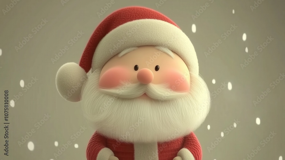 Cute Santa Claus illustration with falling snow Cute Santa Claus illustration with falling snow