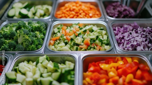 Fresh Salad Bar with Chopped Vegetables