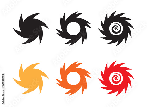Hurricane icon set. Progressive geometrical shapes of a whirl. Vector illustration